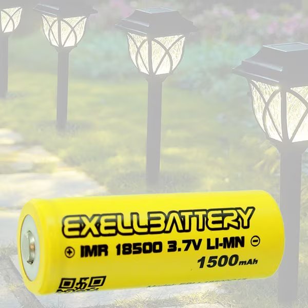 18500 3.7V LiMN 1500mAh Rechargeable Solar Light BUTTON TOP Battery, Exell Battery, Mfr#: EBLI-18500C15-BT_SOLAR